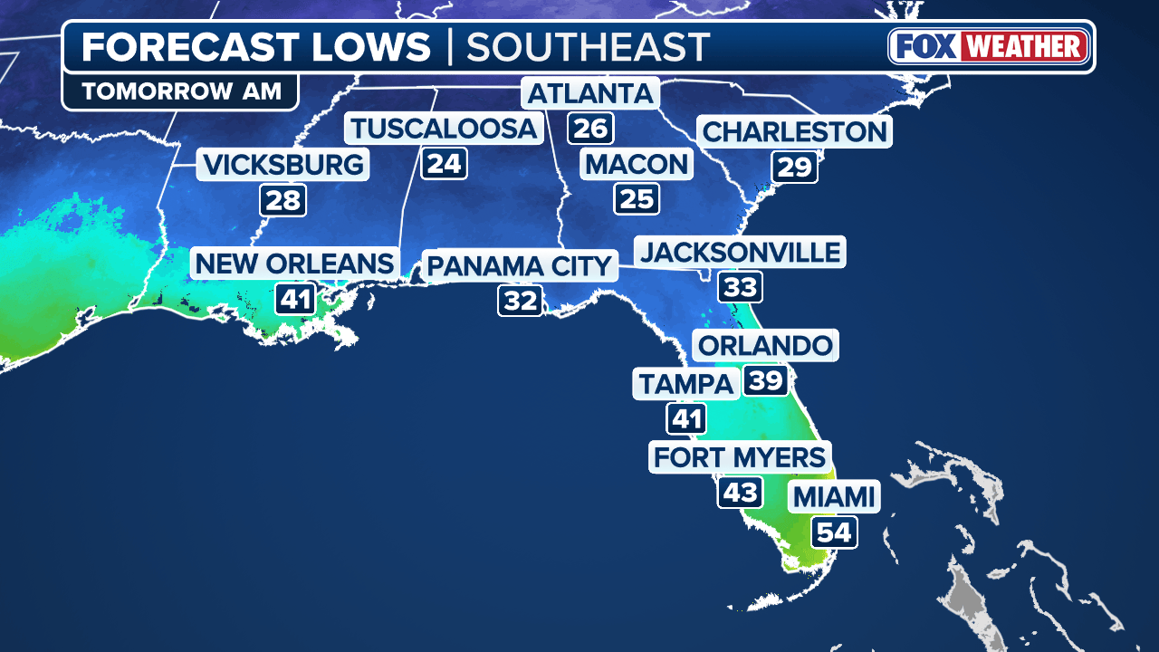 Florida Welcomes Fall Cooldown With Refreshing Through Southeast Forecast Lows 